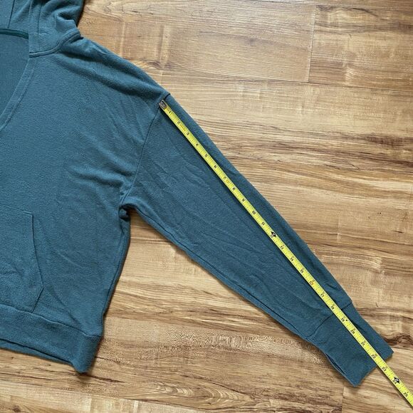 ZYIA Active L Pine Green Slouchy Short Boyfriend Knit Hoodie Lounge Soft Comfy - Picture 11 of 15